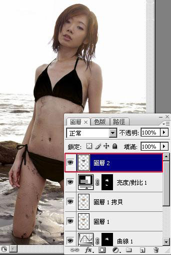 Photoshop调出性感的金色比基尼