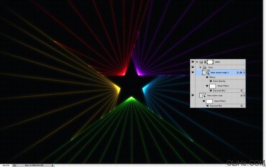 Photoshop制作星星的七彩光芒