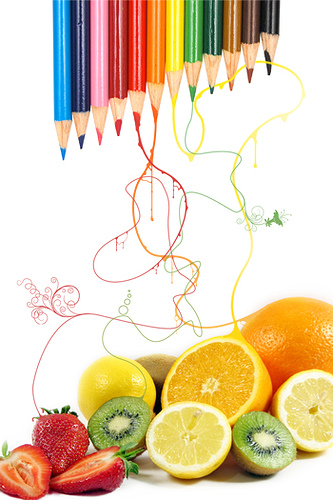 Photoshop制作色彩缤纷的水果合成图