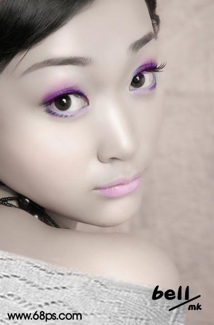 Photoshop紫彩淡妆的调色效果