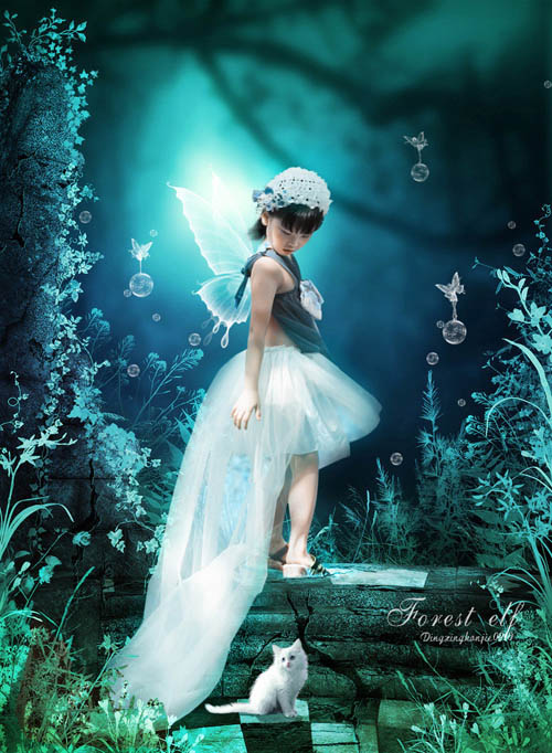Photoshop打造漂亮的蓝色小天使