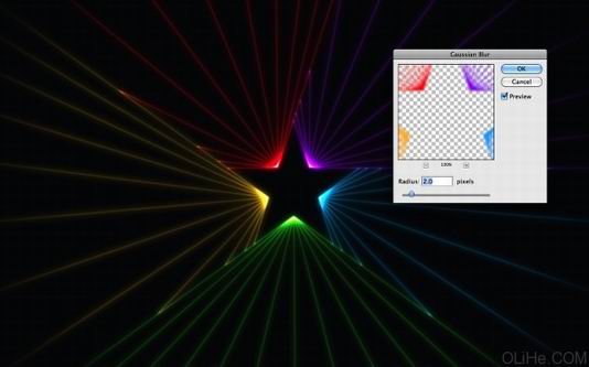 Photoshop制作星星的七彩光芒